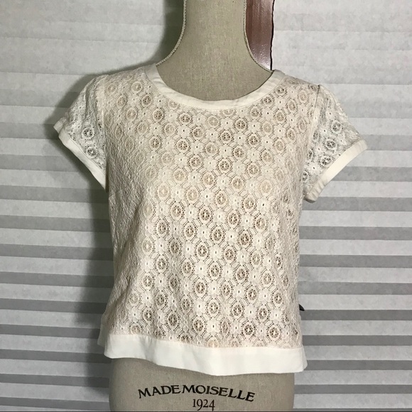 LC Lauren Conrad Tops - Lauren Conrad Lace With Bow Detail Shirt